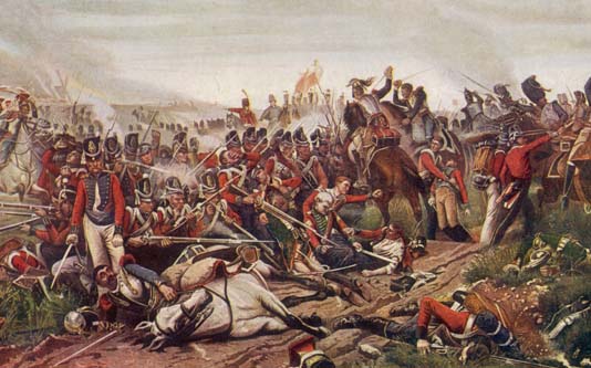 Imagen de la batalla de Waterloo, última gran batalla de Napoleón.